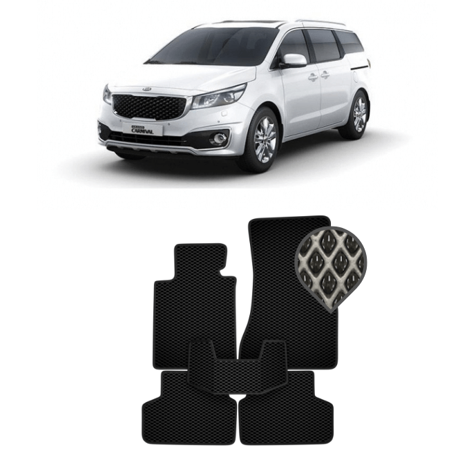 EVA коврики в салон Kia Carnival III 2014 - 2021 (11 мест, 3 ряда)*